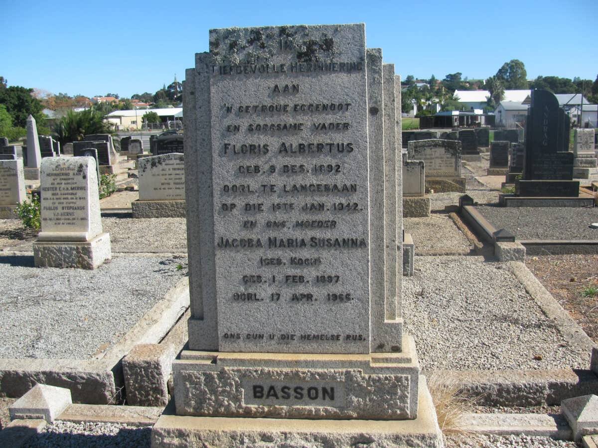 BASSON Floris Albertus 1892-1942 &amp; Jacoba Maria Susanna KOCH 1897-1966