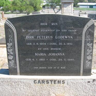 CARSTENS Dirk Petrus Lodewyk 1904-1957 &amp; Maria Johanna 1910-1980