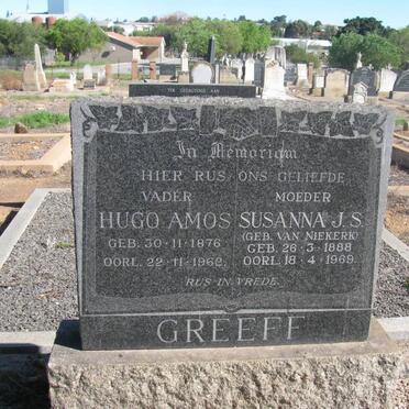GREEFF Hugo Amos 1876-1962 &amp; Susanna J.S. VAN NIEKERK 1888-1969