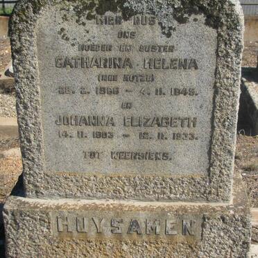 HUYSAMEN Catharina Helena nee KOTZE 1866-1945 :: Johanna Elizabeth 1903-1933