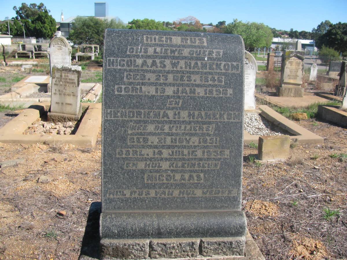 HANEKOM Nicolaas W. 1846-1896 &amp; Hendriena H. DE VILLIERS 1851-1935 :: HANEKOM Nicolaas