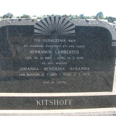KITSHOFF Hermanus Lambertus 1887-1955 &amp; Johanna Hendrika Susanna BASSON 1887-1973