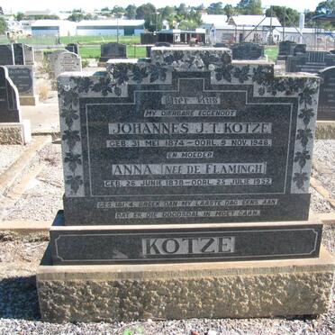 KOTZE Johannes J.T. 1874-1946 &amp; Anna DE FLAMMINGH 1878-1952