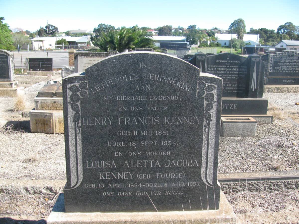 KENNEY Henry Francis 1881-1954 &amp; Louisa Aletta Jacoba FOURIE 1884-1957