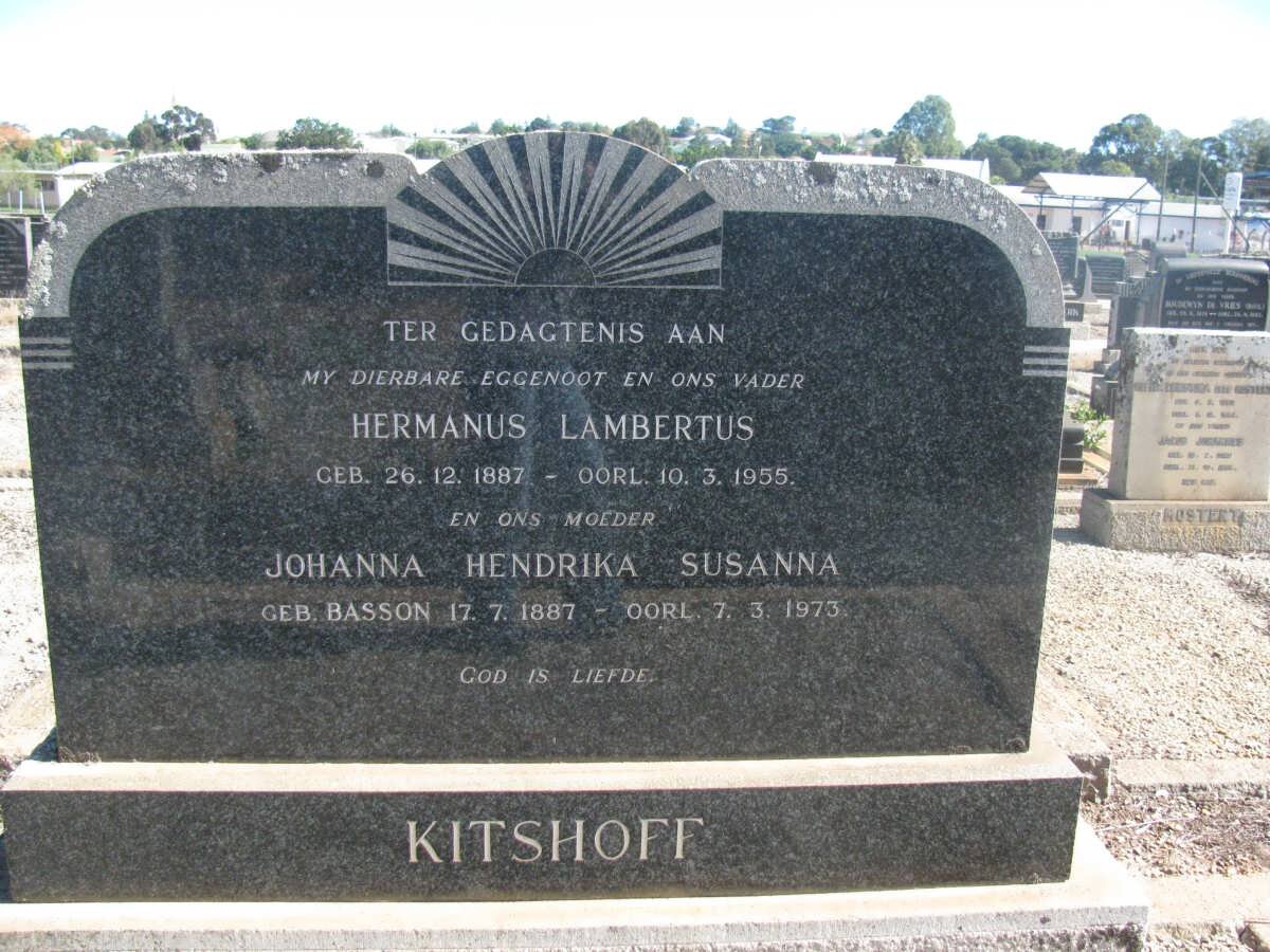 KITSHOFF Hermanus Lambertus 1887-1955 &amp; Johanna Hendrika Susanna BASSON 1887-1973