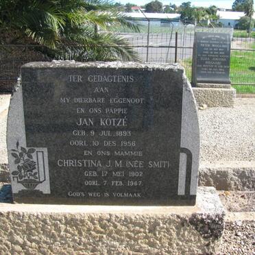 KOTZE Jan 1893-1956 &amp; Christina J.M. SMIT 1902-1967