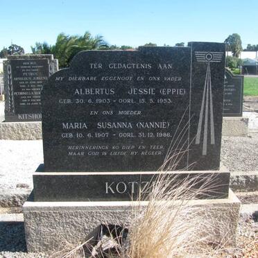 KOTZE Albertus Jessie 1903-1953 &amp; Maria Susanna 1907-1986