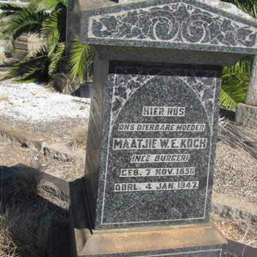 KOCH A.C. 1855-1937 &amp; Maatjie W.E. BURGER 1856-1947