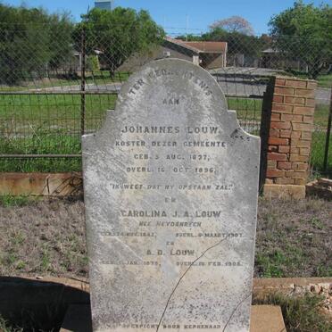 LOUW Johannes 1837-1896 &amp; Carolina J.A. HEYDENRYCH 1842-1907 :: LOUW A.D. 187?-1905