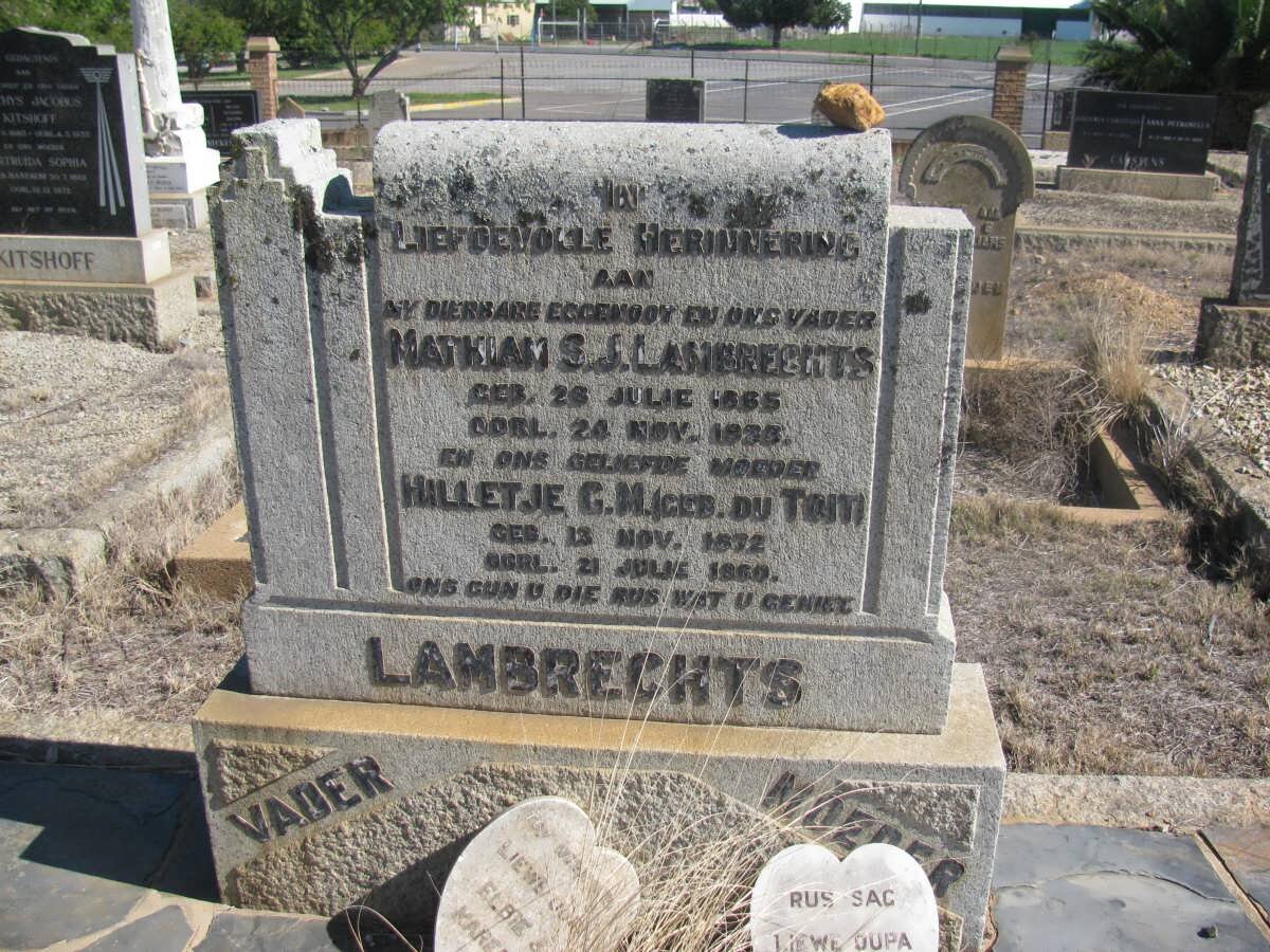 LAMBRECHTS Matthiam S.J. 1865-1933 &amp; Hilletje G.M. du TOIT 1872-1960