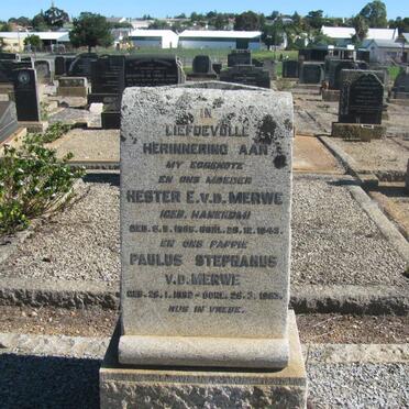 MERWE Paulus Stephanus, v.d 1882-1963 &amp; Hester E. HANEKOM 1885-1943