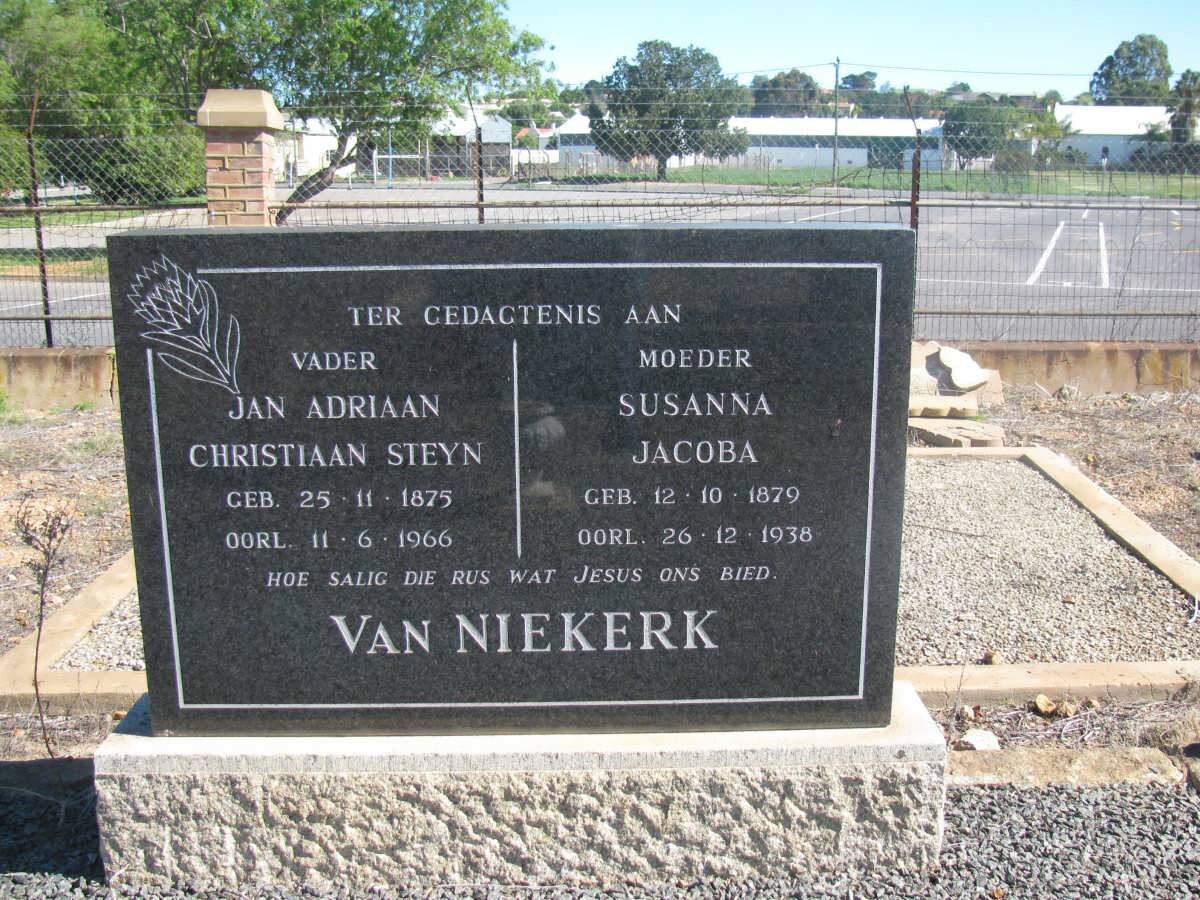 NIEKERK Jan Adriaan Christiaan Steyn, van 1875-1966 &amp; Susanna Jacoba 1879-1938