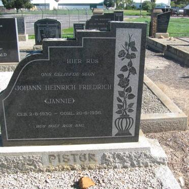 PISTOR Johann Heinrich Friederich 1930-1956