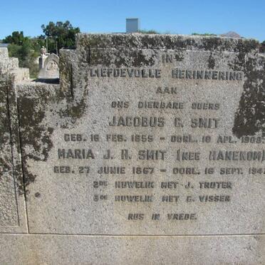 SMIT Jacobus G. 1855-1908 &amp; Maria J.R. VISSER previously TRUTER nee HANEKOM 1867-1943