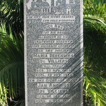 VILLIERS Jan Andries, de 1892-1958 &amp; Maria Berendina TRAUT 1894-1935