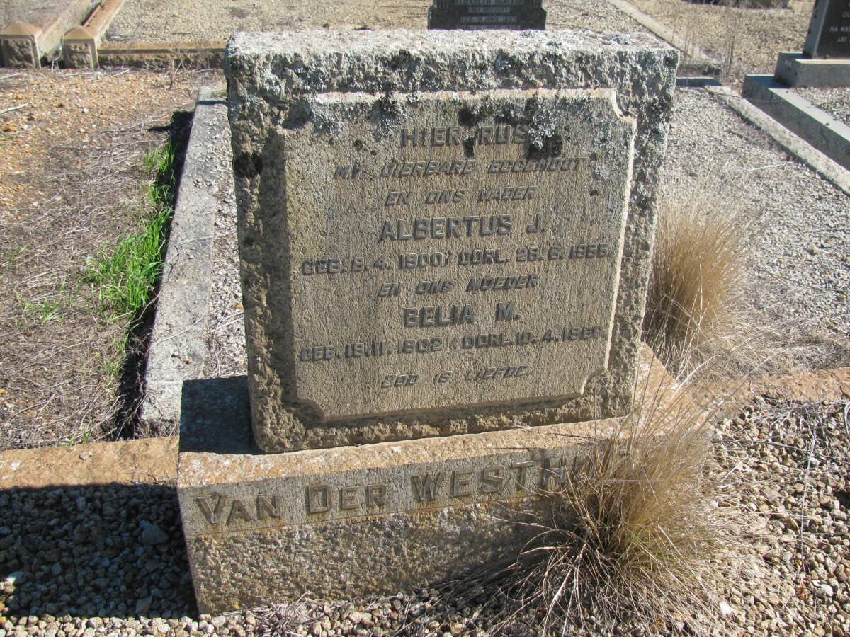 WESTHUIZEN Albertus J., van der 1900-1955 &amp; Belia M. 1902-1969