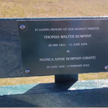 BOWMAN Thomas Walter 1921-1974 & Monica Annie GRANT 1926-2022
