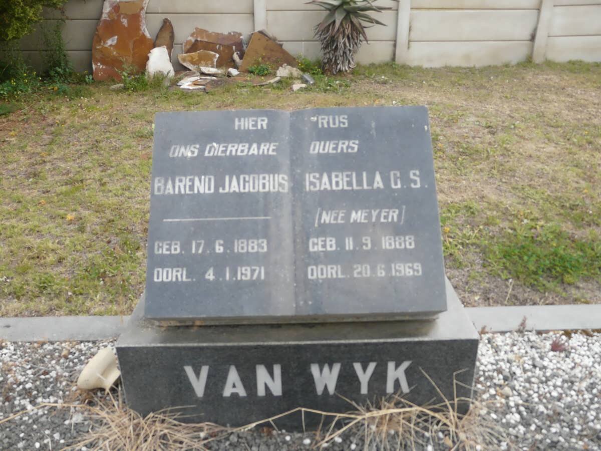 WYK Barend Jacobus, van 1883-1971 &amp; Isabella G.S. MEYER 1888-1969