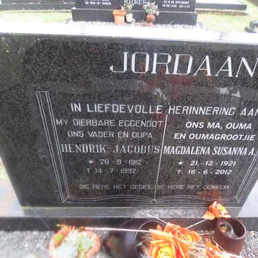 JORDAAN Hendrik Jacobus 1912-1992 & Magdalena Susanna A. 1921-2012
