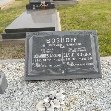 BOSHOFF Johannes Adolph 1914-2004 &amp; Elsie Rosina 1918-1996