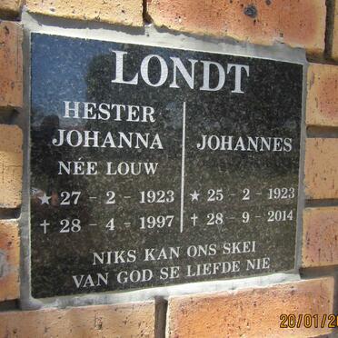 LONDT Johannes 1923-2014 &amp; Hester Johanna LOUW 1923-1997