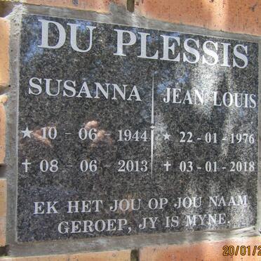 PLESSIS Susanna, du 1944-2013 :: DU PLESSIS Jean Louis 1976-2018