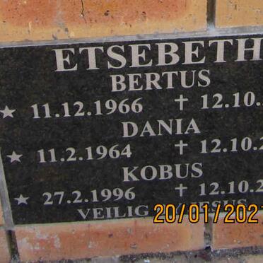 ETSEBETH Bertus 1966-2002 :: ETSEBETH Dania 1964-2002 :: ETSEBETH Kobus 1996-2002