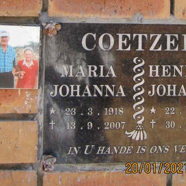COETZEE Hendrik Johannes 1916-2009 &amp; Maria Johanna 1918-2007