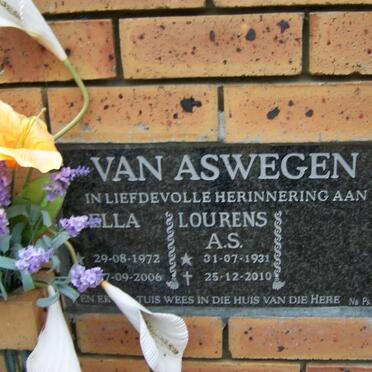 ASWEGEN Lourens A.S., van 1931-1010 :: VAN ASWEGEN Ella 1972-2006