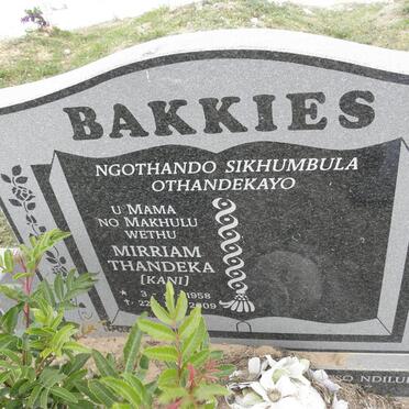 BAKKIES Mirriam Thandeka 1958-2009