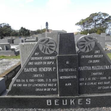 BEUKES Barend Hendrik P. 1918-1971 &amp; Martha Magdalena C. 1917-1995