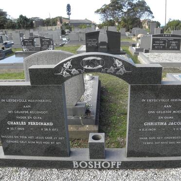 BOSHOFF Charles Ferdinand 1903-1972 &amp; Chistina Jacoba 1909-1989