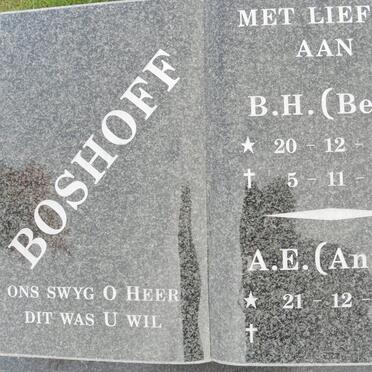 BOSHOFF B.H. 1926-2007 &amp; A.E. 1934-