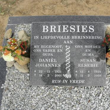 BRIESIES Daniel Johannes 1921-2001 &amp; Susan Elsebie 1924-2008