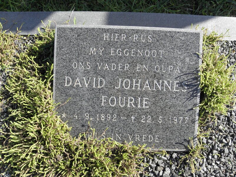 FOURIE David Johannes 1892-1977