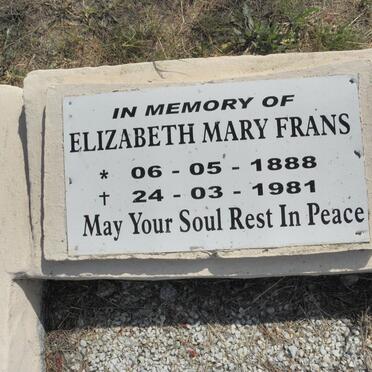 FRANS Elizabeth Mary 1888-1981