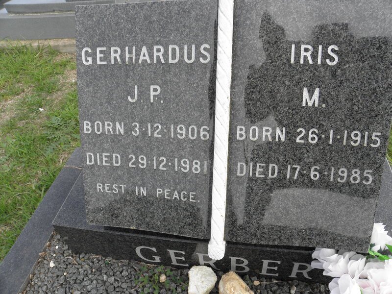 GERBER Gerhardus J.P. 1906-1981 &amp; Iris M. 1915-1985