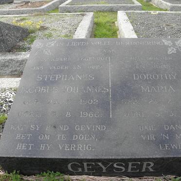 GEYSER Stephanus Jacobus Johannes 1902-1966 &amp; Dorothy Maria 1909-1969