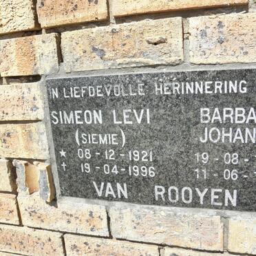 ROOYEN Simeon Levi, van 1921-1996 &amp; Barbara Johanna 1921-1998
