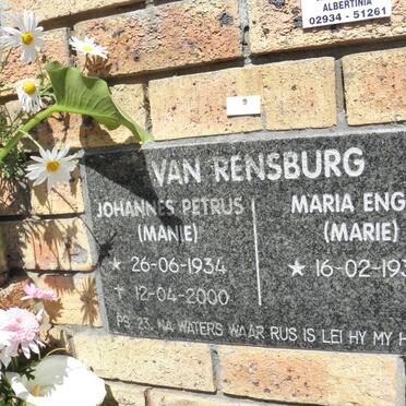 RENSBURG Johannes Petrus, van 1934-2000 &amp; Maria Engla 1937-