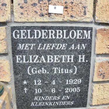 GELDERBLOEM Elizabeth H. nee TITUS 1929-2005