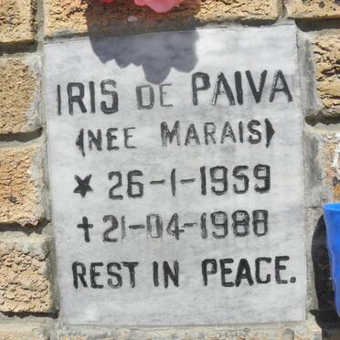 PAIVA Iris, de nee MARAIS 1959-1988