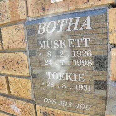 BOTHA Muskett 1926-1998 &amp;Toekie 1931-
