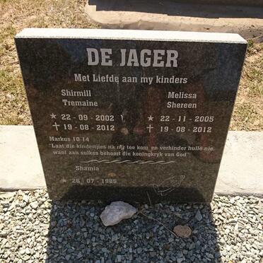 DE JAGER Shamia 1985- :: DE JAGER Shirmill Tremaine 2002-2012 :: DE JAGER Melissa Shereen 2005-2012