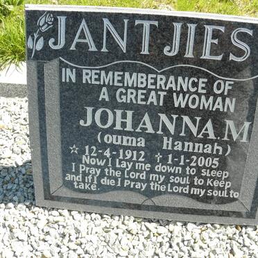 JANTJIES Johanna M. 1912-2005