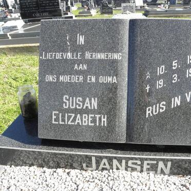 JANSEN Susan Elizabeth 1908-1989