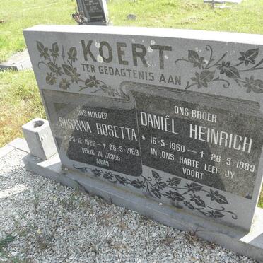 KOERT Daniël Heinrich 1960-1989 :: KOERT Susanna Rosetta 1926-1989
