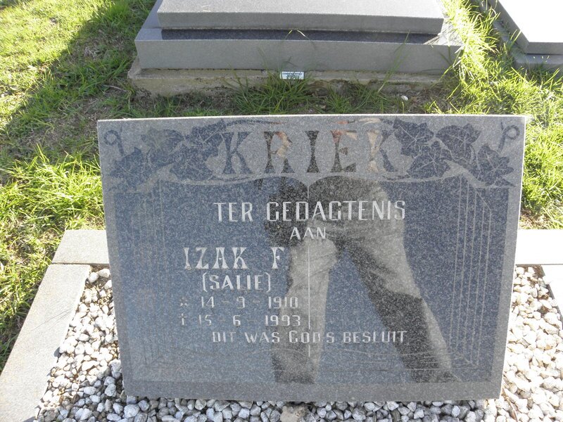 KRIEK Izak F. 1910-1993