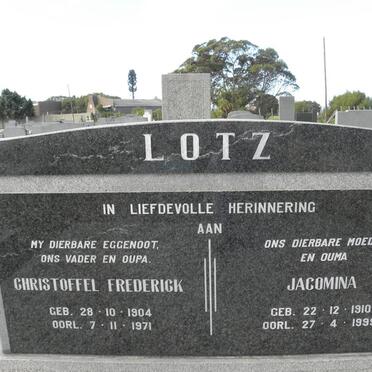 LOTZ Christoffel Frederick 1904-1971 &amp; Jacomina 1910-1999