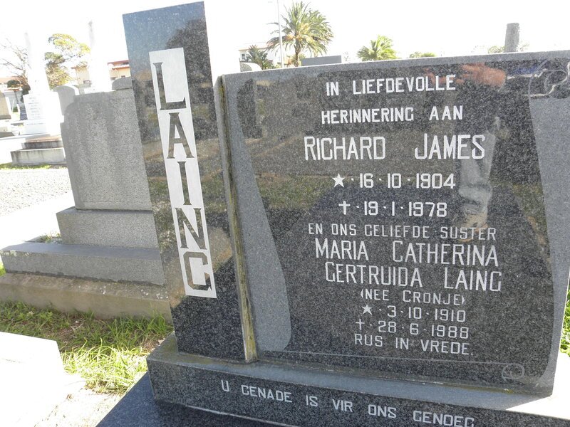 LAING Richard James 1904-1978 &amp; Maria Catherina Gertruida CRONJE 1910-1988